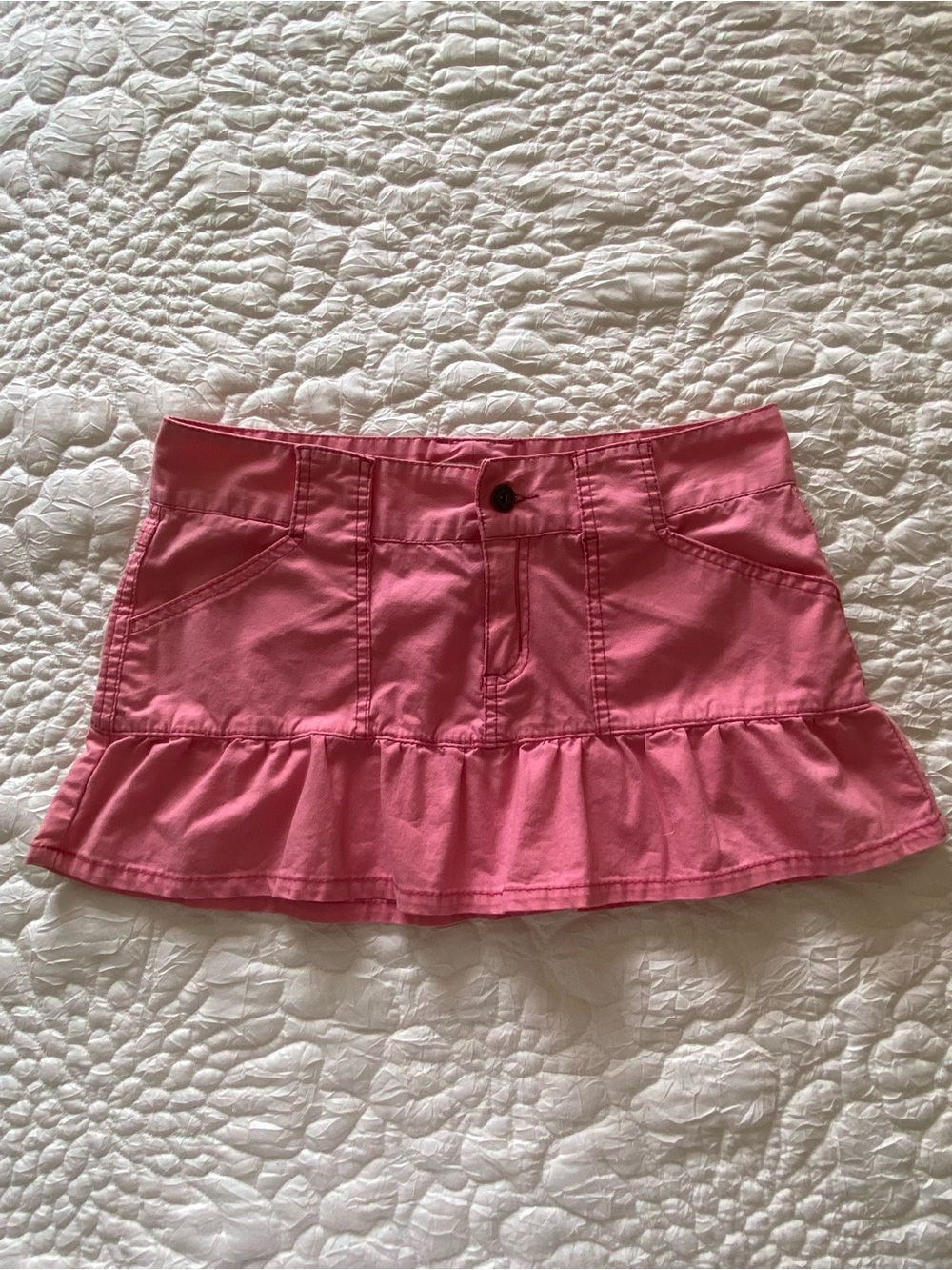 Paris Blues Y2K Low Rise Pink Ruffle Hem Mini Skirt
